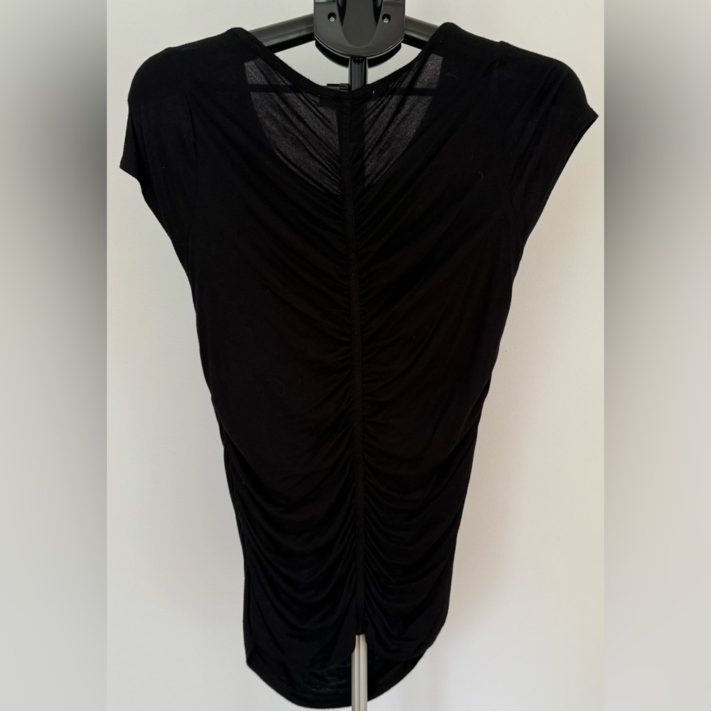 Design History Black Cap Sleeve Ruched T-Shirt | Size Medium | Flattering Fit - Picture 2 of 3